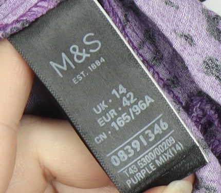 Marks and Spencer Women's Purple Animal Print Blouse, Size 14