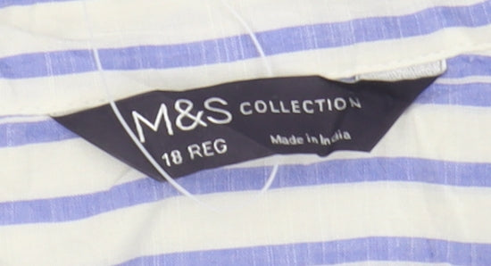 Marks and Spencer Women's Multicoloured Striped Button-Up Shirt
