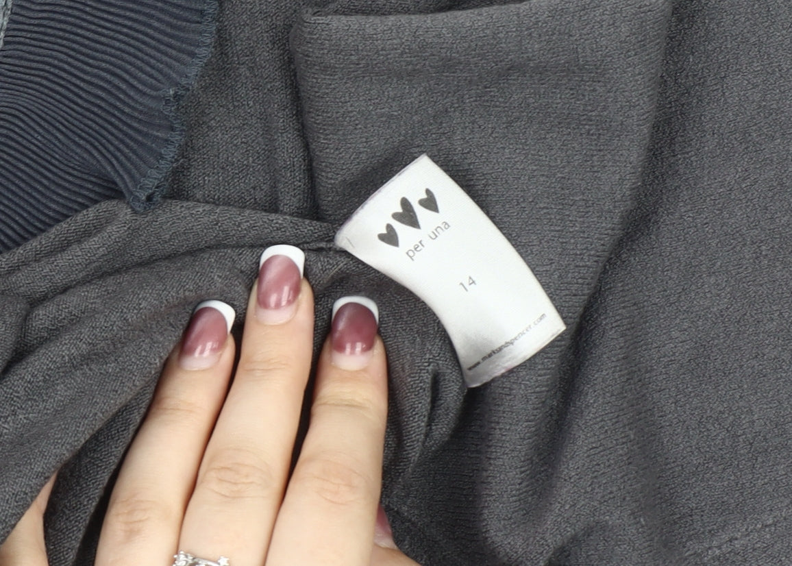 Marks and Spencer Grey Ruffle Blouse Women Size 14