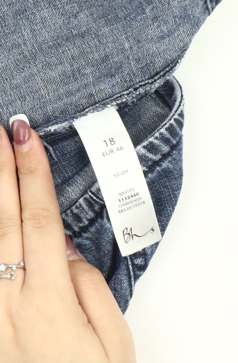 BHS Women's Blue A-Line Denim Skirt Size 18