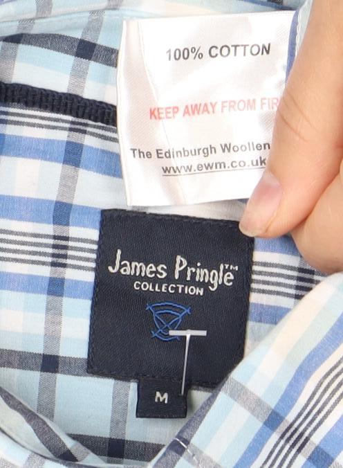 James Pringle Men's Blue Check Short Sleeve Shirt M