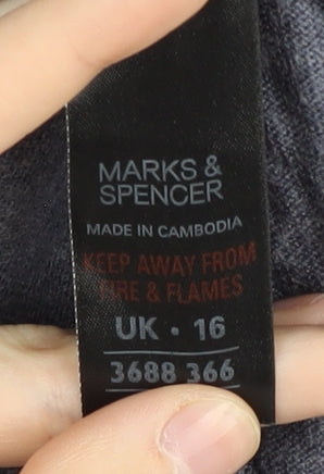 Marks and Spencer Women's Blue Cardigan, Size 16, V-Neck