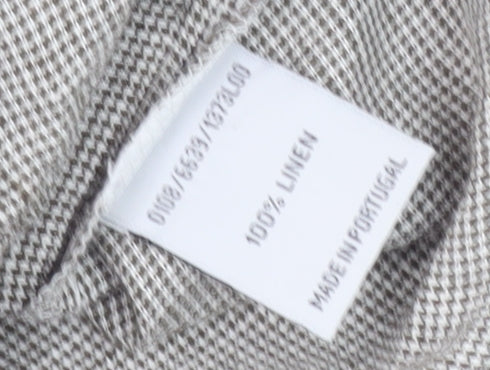 Hobbs Women's Grey Linen Button-Up Blouse Size 8