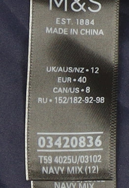 Marks and Spencer Women's Navy Polka Dot Pleated Midi Skirt Size 12