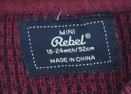 Mini Rebel Boys Red Pullover Jumper, 2-3 Years, Cotton