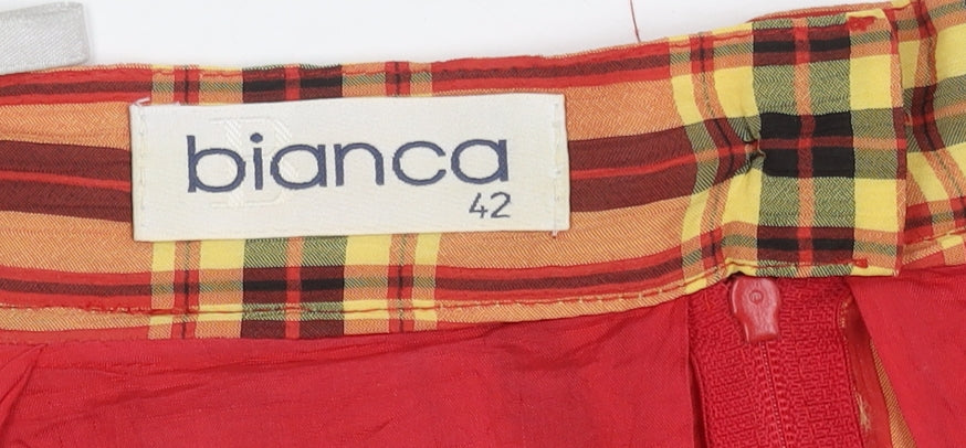 Bianca Women's Red Plaid Pleated Skirt, Size 14