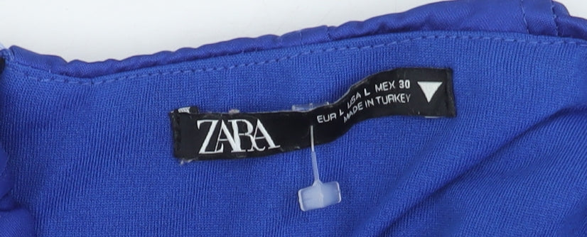 Zara Women Blue Corset-style Top UK Size 12 with Zip Detail
