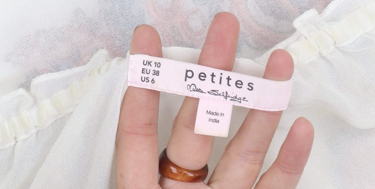 Miss Selfridge Women's White Embroidered Blouse UK 10