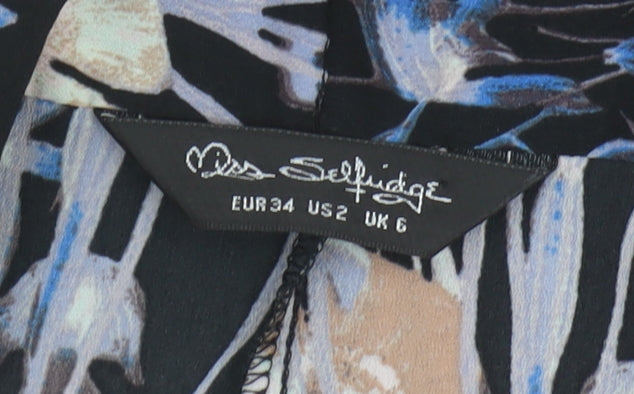 Miss Selfridge Women's Black Floral Open Front Blouse Size 6