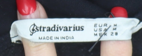 Stradivarius Women's Black V-Neck Dress M