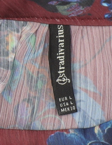 Stradivarius Women's Floral High Neck Tunic Blouse - Size 12