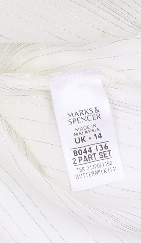 Marks and Spencer Women Beige Button-Up Shirt Size 14