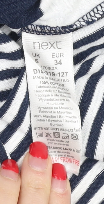 Next Women Blue Striped T-Shirt Size 6