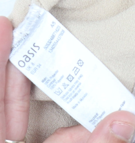 Oasis Women Beige Blouse, Size 6, Casual Crew Neck