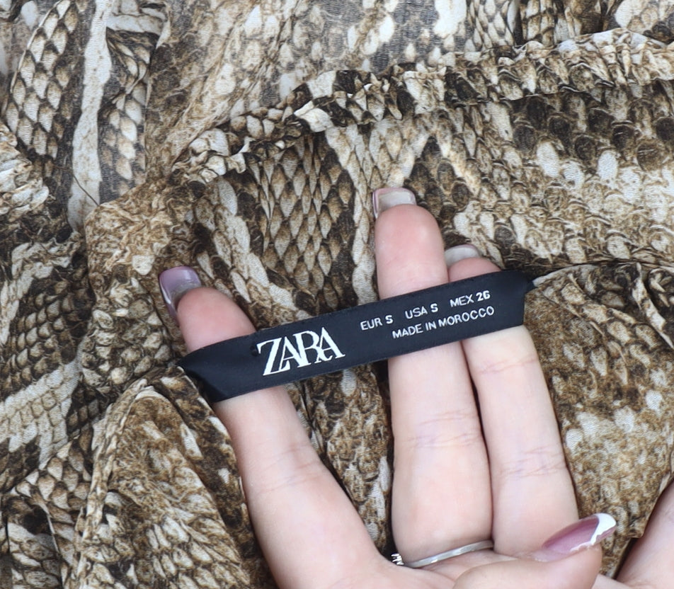 Zara Women's Multicoloured Animal Print Blouse, Size 8