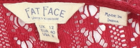 Fat Face Women's Red Lace Blouse, Size 12