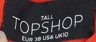 Topshop Orange Slip Dress Size 10 V-Neck Tall Women