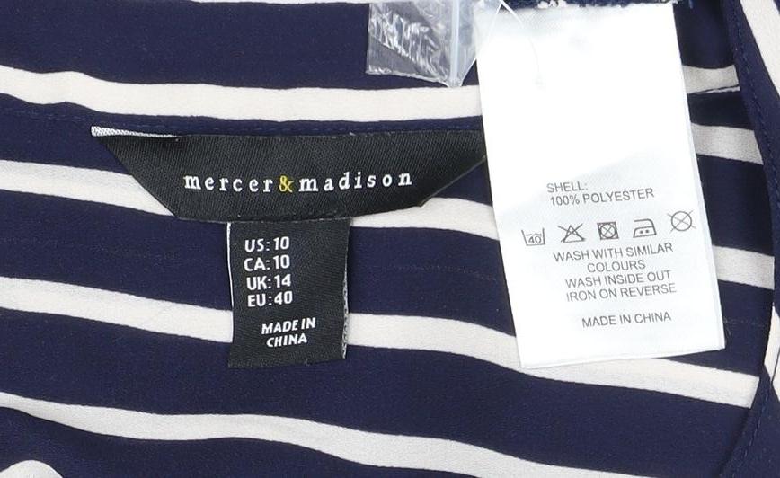 Mercer & Madison Women's Blue Striped Button-Up Shirt