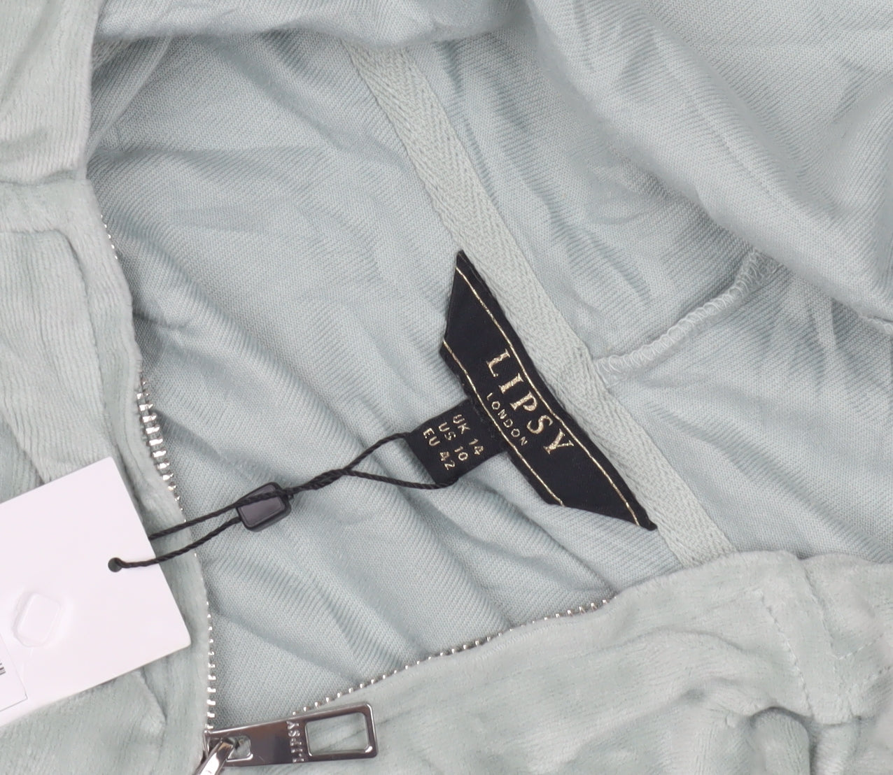 Lipsy Women's Green Full Zip Velour Hoodie Size 12
