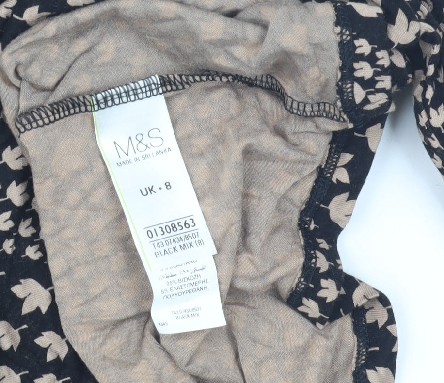 Marks and Spencer Women's Black Beige Blouse Size 8