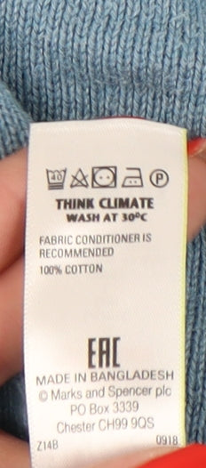 Marks and Spencer Men's Blue Cotton Pullover Jumper L