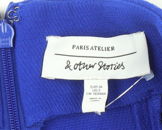 & Other Stories Women's Blue Short Skirt - Size 6
