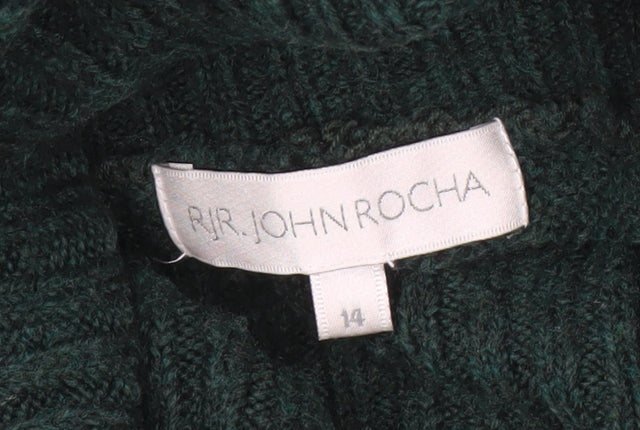 RJR John Rocha Women's Green Roll Neck Jumper Size 14