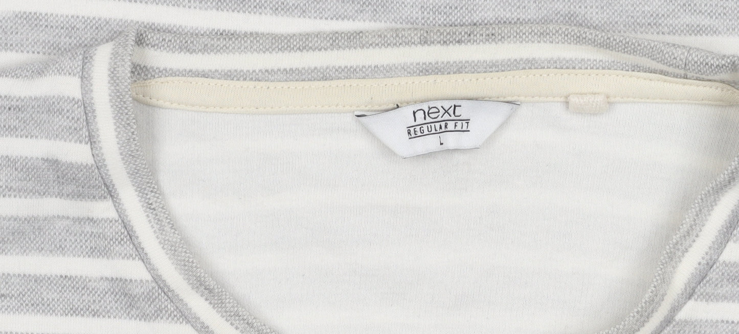 Next Women's Grey Striped Cotton Jumper, L