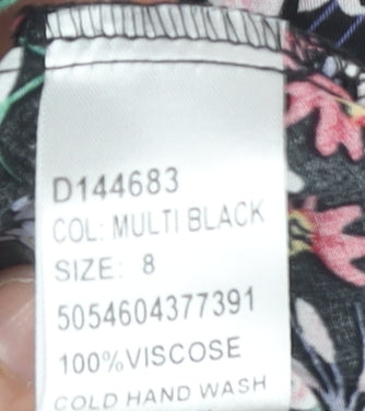 Izabel London Women's Floral Fit & Flare Dress Black, Size 8