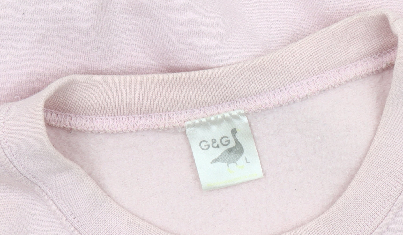G&G Unisex Pink Striped Sweatshirt L Fleece Logo