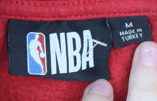 NBA Men's Red Hoodie - Size M, Pullover Style