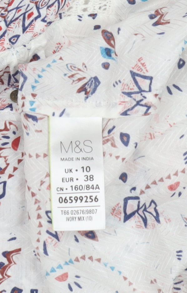 Marks and Spencer Women's Ivory Floral Blouse Size 10