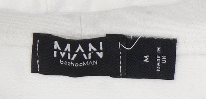 bohooMAN Men's White Dragon Graphic Hoodie M