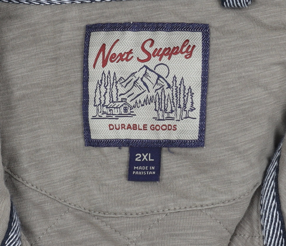 Next Men's Beige 2XL Hooded Jacket with Zip Pockets