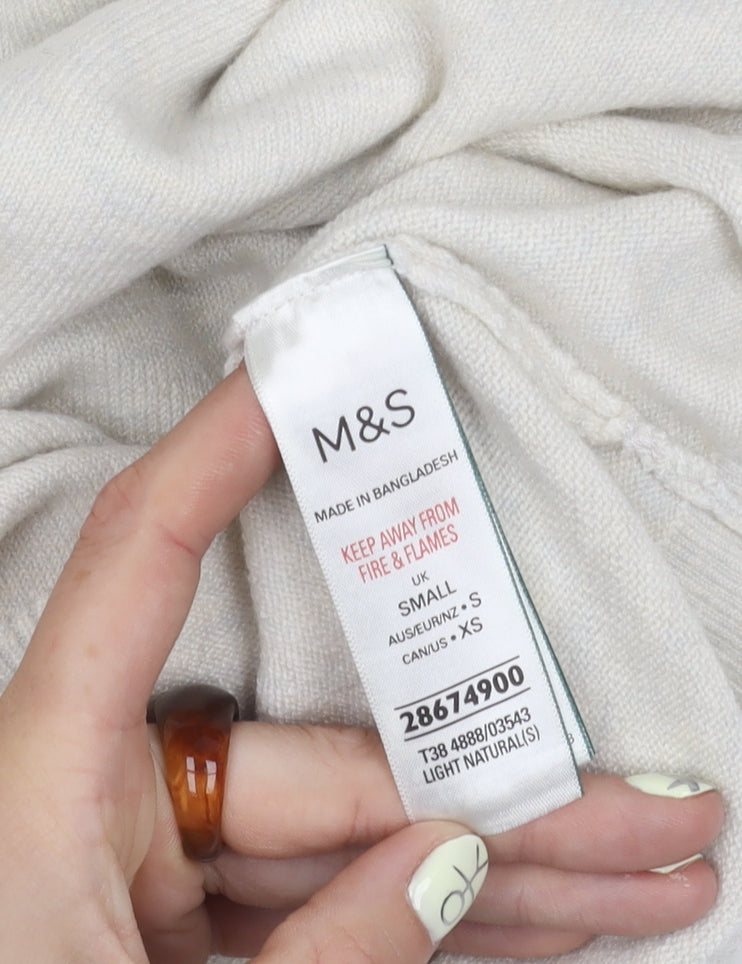 Marks and Spencer Women Ivory Crew Neck Top S