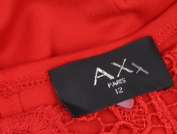 AX Paris Women's Red Lace Sheath Dress Size 12