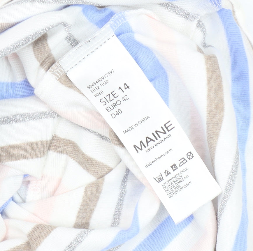 Maine Women's Multicoloured Striped T-Shirt, Size 14