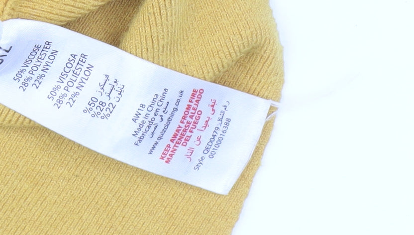 Quiz Women's Yellow Jumper L Dolman Sleeve Studded