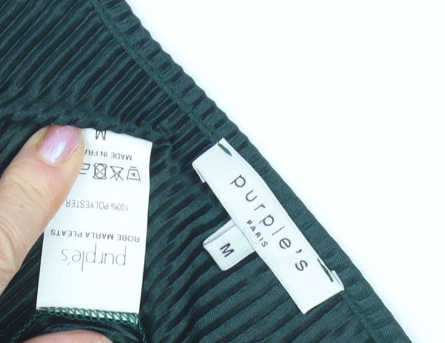 Purple's Paris Women Green M Ruffle Dress Long Sleeve