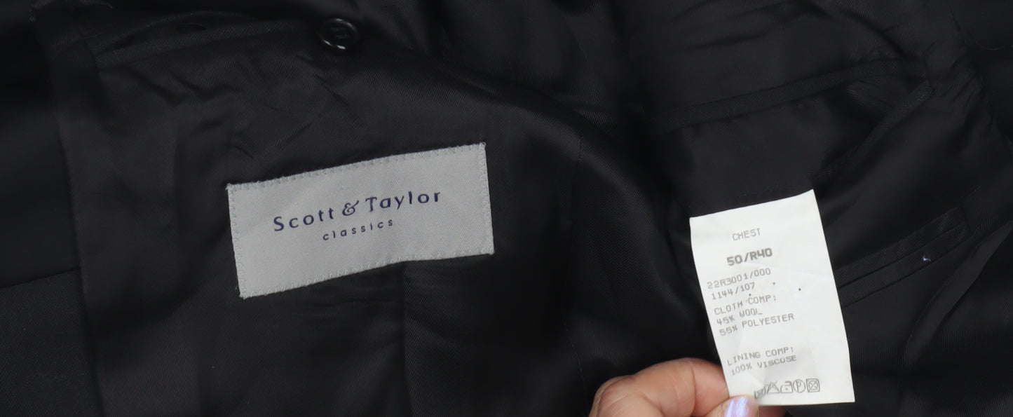 Scott & Taylor Men's Black Formal Suit Jacket 50