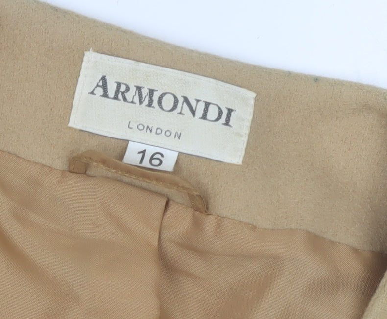 Armondi Women's Beige Wool Buttoned Jacket Size 16