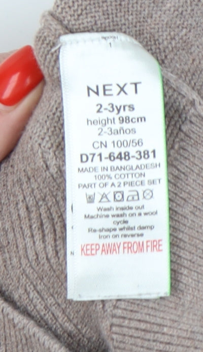 Next Boys Beige Striped Hoodie 2-3 Years Cotton Pullover