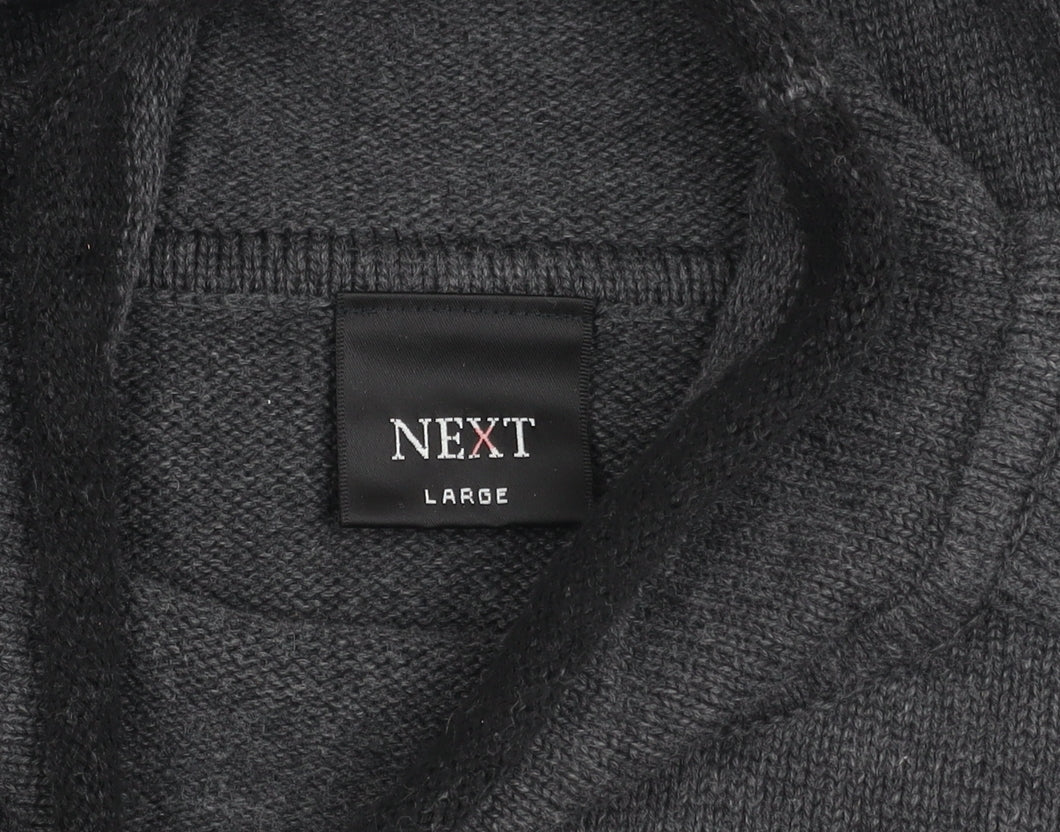Next Men's Large Grey Cotton Jumper, High Neck