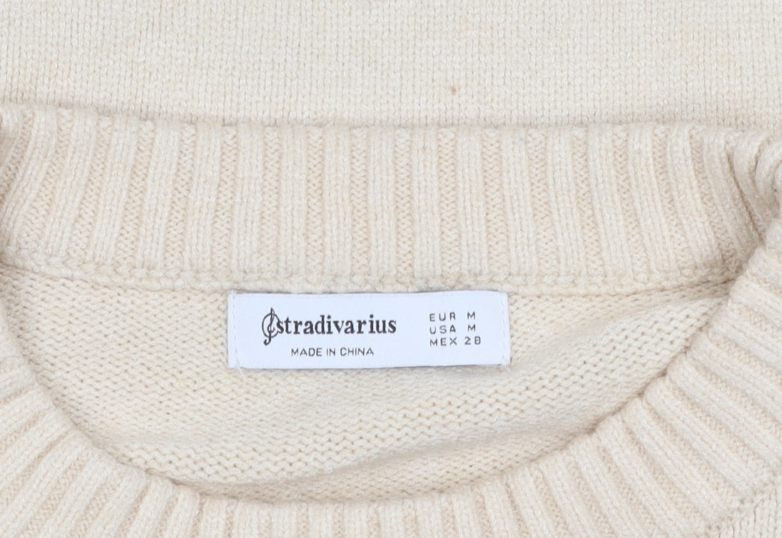 Stradivarius Women's Beige Pullover Jumper Size 12