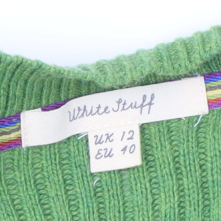 White Stuff Women's Green Cardigan, Size 12, Button Accent