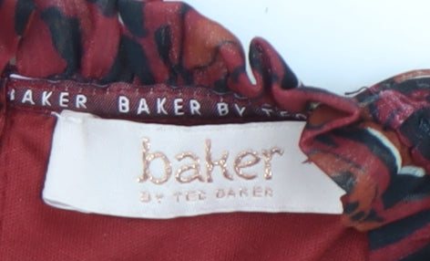 Ted Baker Girls Animal Print Dress, Red, 8 Years