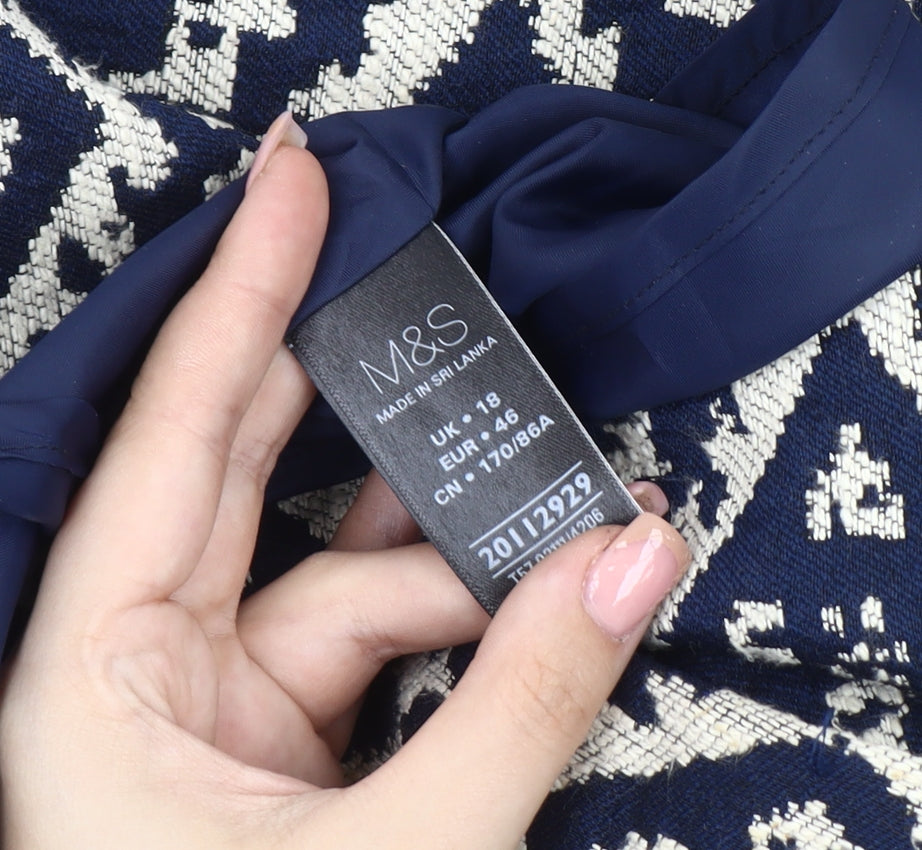 Marks and Spencer Women's Blue Geometric Pencil Skirt Size 18