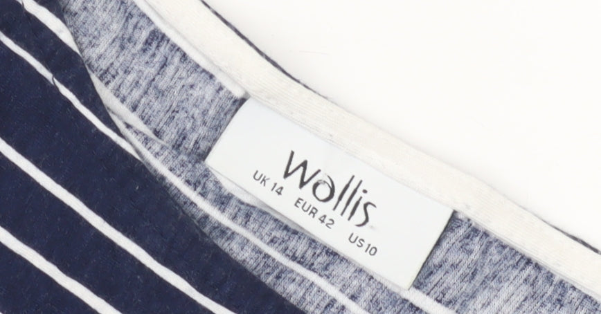 Wallis Women's Navy Polka Dot Wrap Top Size 14