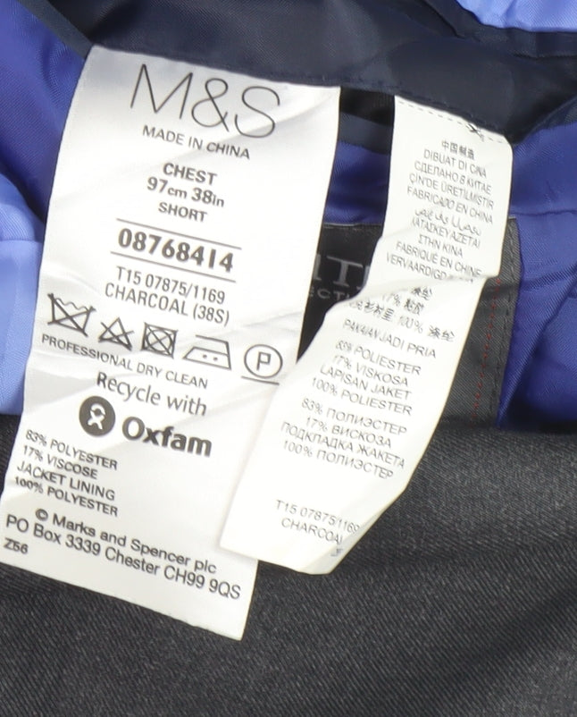 Marks and Spencer Men's Grey Blazer, Size 38