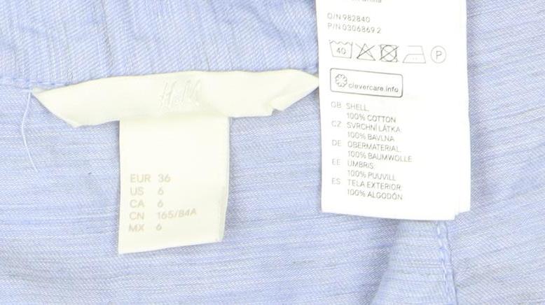 H&M Women's Blue Sleeveless Shirt Dress Size 8